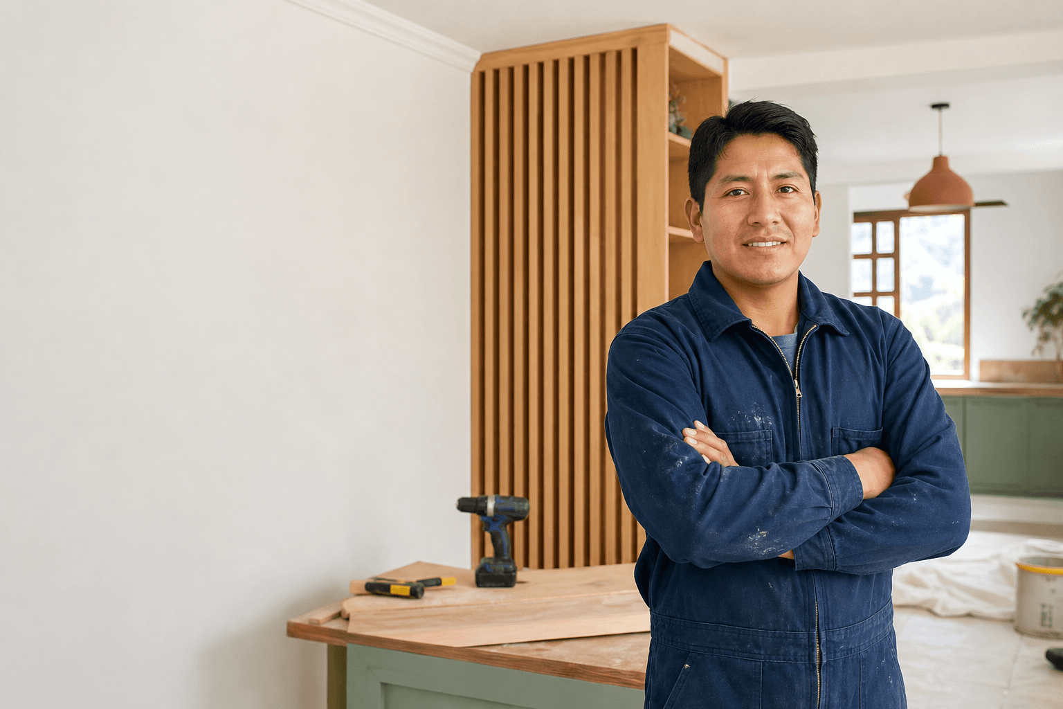 Profesional boliviano en un trabajo de remodelación